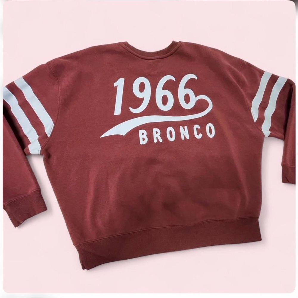 Ford Maroon Crewneck Sweatshirt with Light Blue Stripes